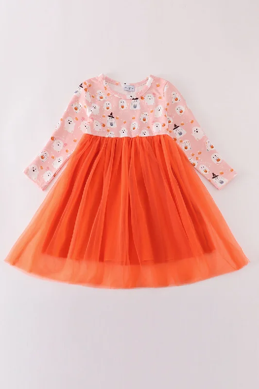 Orange halloween ghost tutu dress