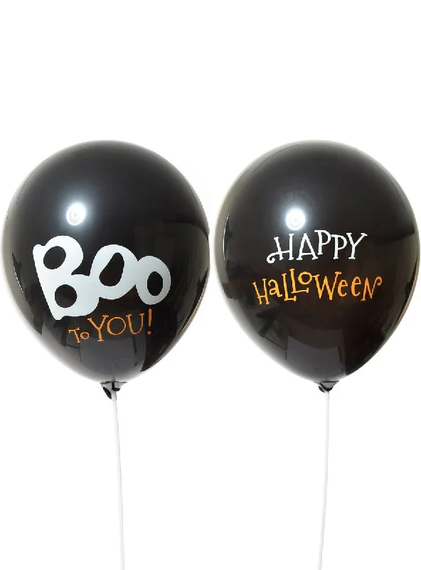 Happy Halloween and Boo Print Black 8 Pack 30cm Latex Balloons