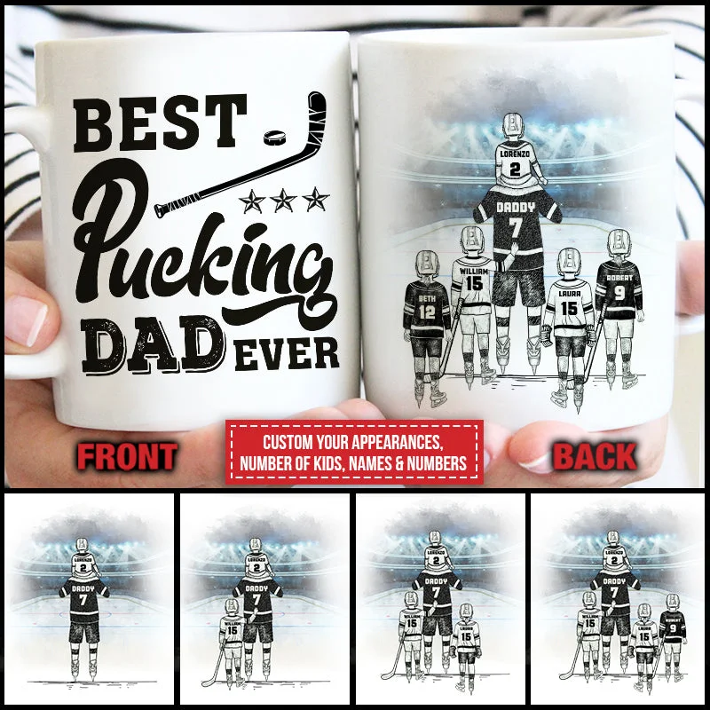 Personalized Hockey Dad And Child Best Dad Ever Custom Mug