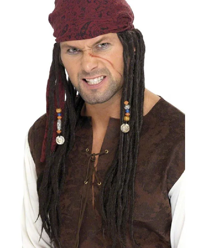 Pirate Halloween Wig with Scarf and Beads