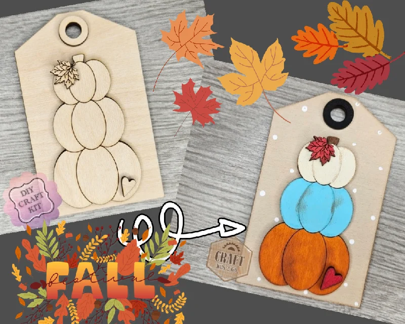 Pumpkin Tag | Autumn Tag | Autumn Decor | Fall Tag | Fall Decor | Fall Crafts | DIY Craft Kits | Paint Party Supplies | #4430