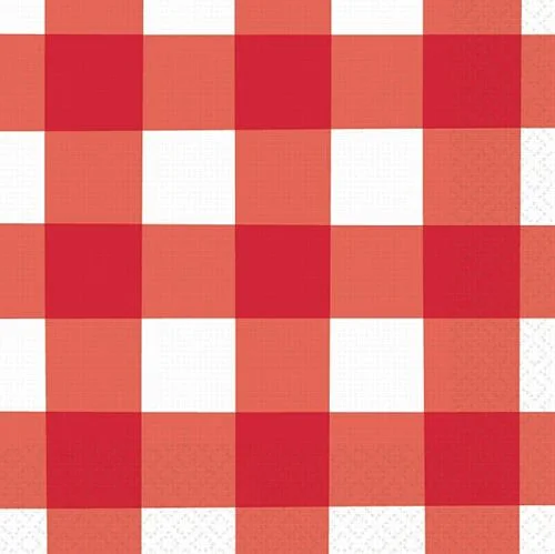 Red and White Checkered Dinner Napkins - Pack of 16