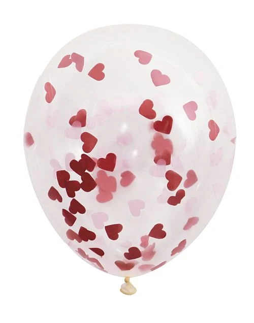 Red Heart Shaped Confetti Filled Balloons - 16