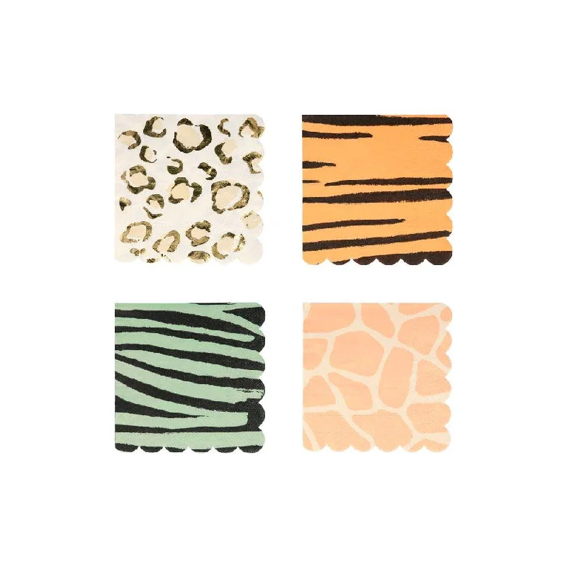 Safari Animal Print Small Napkins, Pack of 16