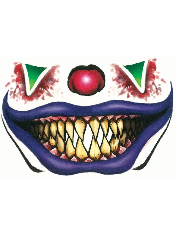 Evil Clown Temporary Face Tattoo Halloween Costume Accessory