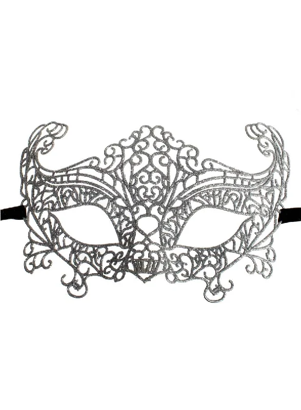 Cut Out Silver Glitter Womens Masquerade Mask