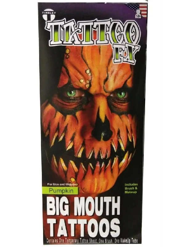 Evil Pumpkin Big Mouth Temporary Face Tattoo Kit