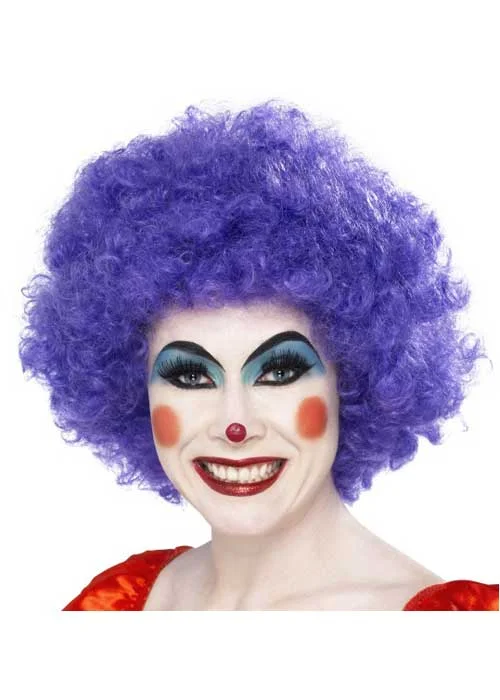 Clown Purple Afro Womens Costume Wig