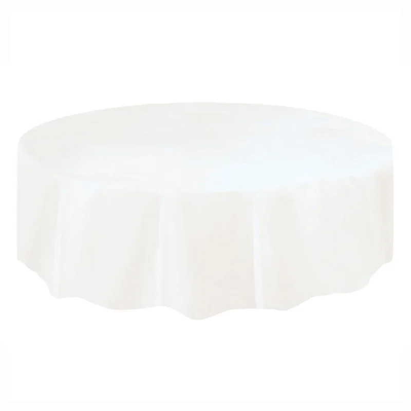 White Round Plastic Tablecloth - 2.13m