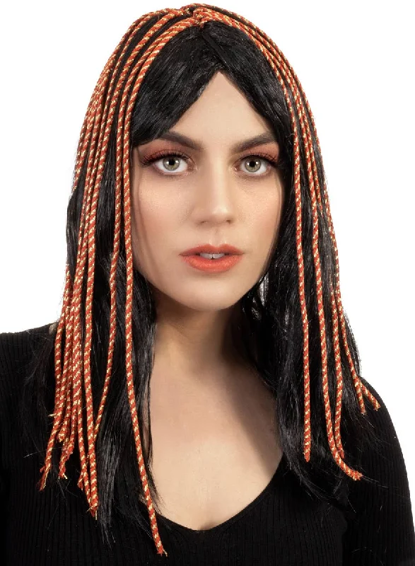 Cleopatra Long Black Costume Wig with Rope Braids