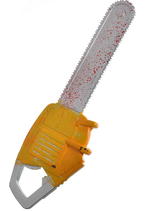 Blood Splattered Yellow Chainsaw Costume Weapon