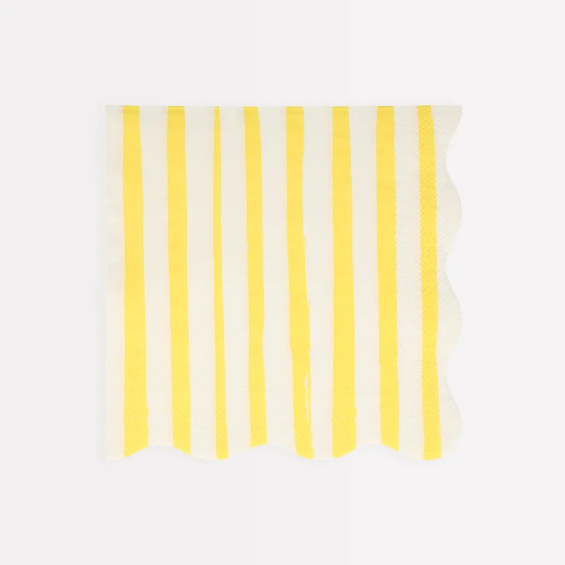 Yellow Stripe Large Napkins, Pack of 16