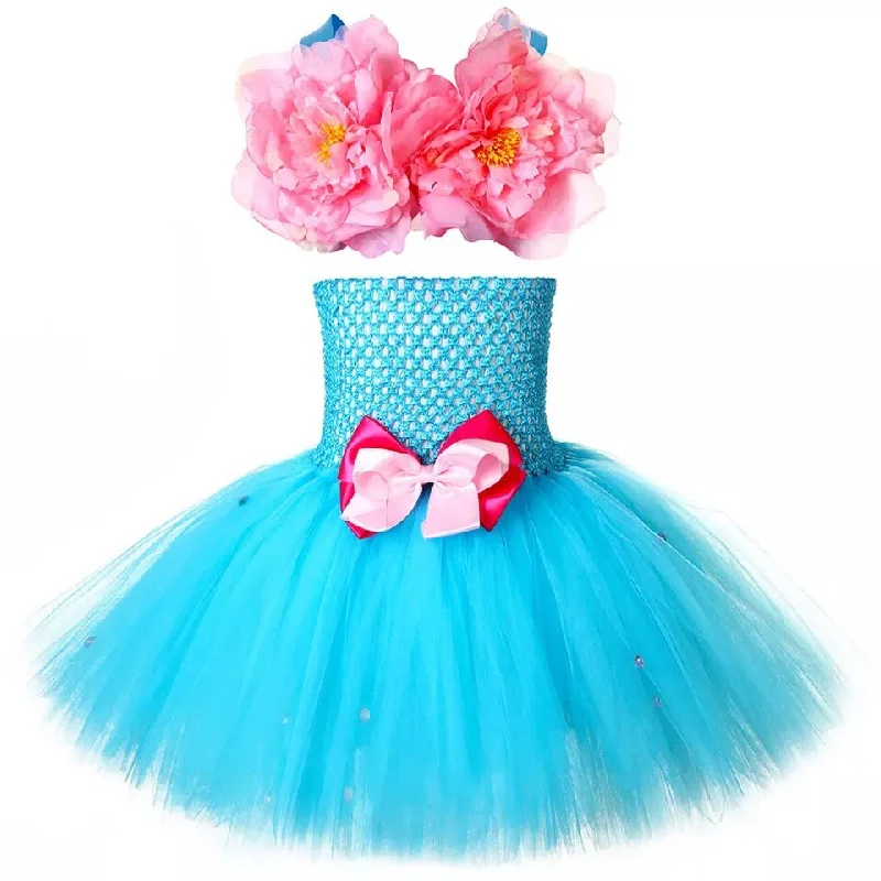 Flower Mermaid Princess Dress for Baby Girls Birthday Outfit Toddler Kids Sea-maid Costume Under the Sea Tutu Set Photo Prop