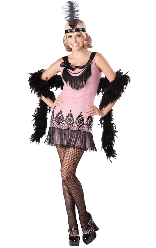 Womens Pink Flirty Flapper Costume