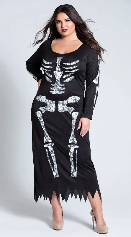 Plus Size Skeleton Midi Dress Costume