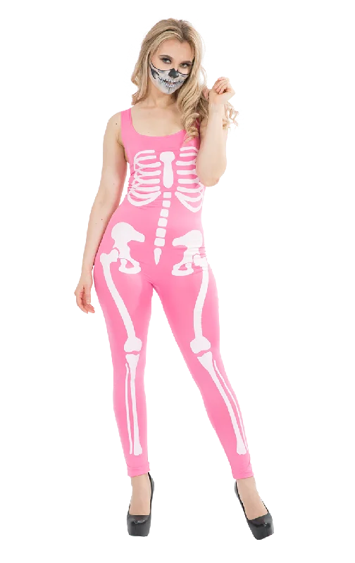 Womens Pink Skeleton Jumpsuit