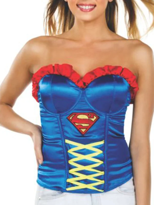 Supergirl Ribbon Detail Corset for Adults - Warner Bros DC Comics