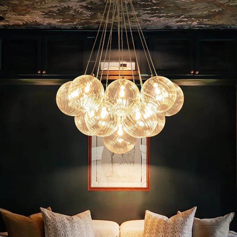 Industrial Iron Chandeliers for Loft - Inspired Spaces13/ 19-Light Modern Glam Linear Sputnik Cluster Swirled Glass Globe Pendant Light Textured Glass Globe Bubble Chandelier Industrial Iron Chandeliers for Loft - Inspired Spaces13/ 19-Light Modern Glam Linear Sputnik Cluster Swirled Glass Globe Pendant Light Textured Glass Globe Bubble Chandelier