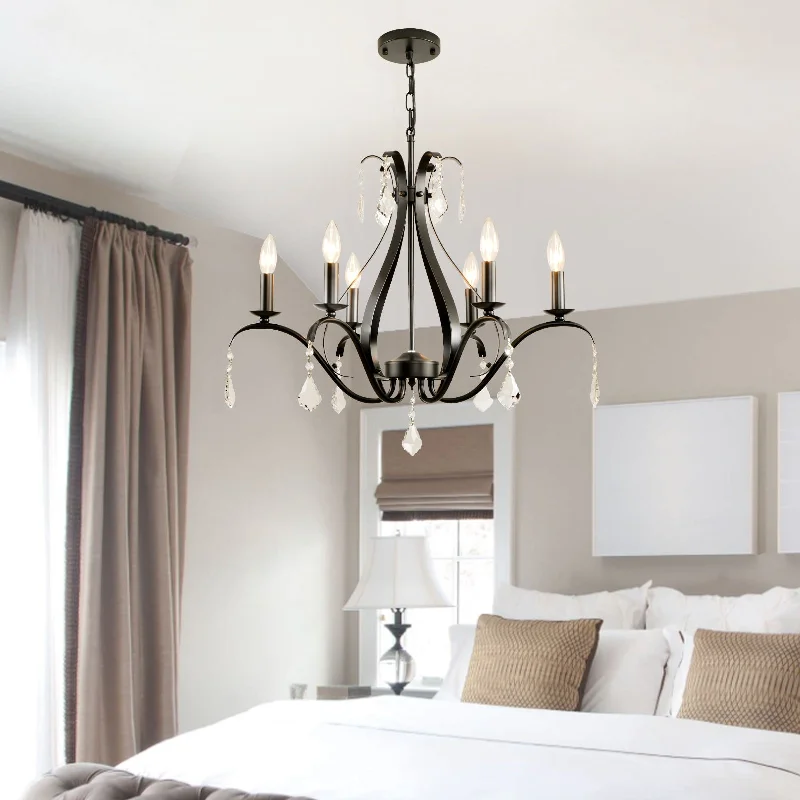 Chandeliers for Low Ceilings to Avoid Overcrowding24'' French Country Crystals 6-light chandelier - N/A Chandeliers for Low Ceilings to Avoid Overcrowding24'' French Country Crystals 6-light chandelier - N/A
