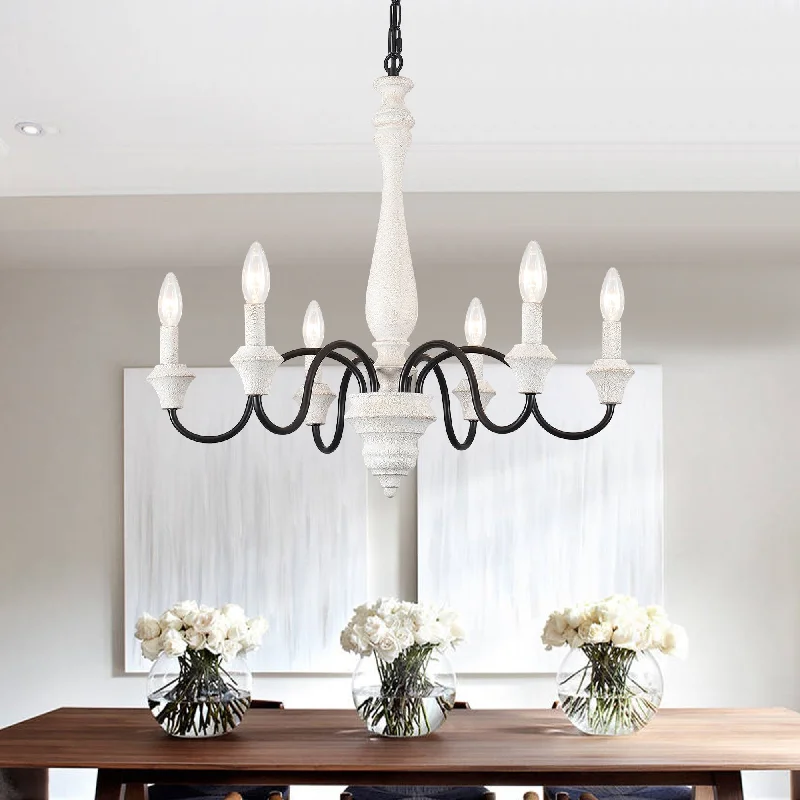Chandeliers with Colored Glass for a Splash of Color6-Light Farmhouse Branches Chandelier for Bedroom Study Dining Room