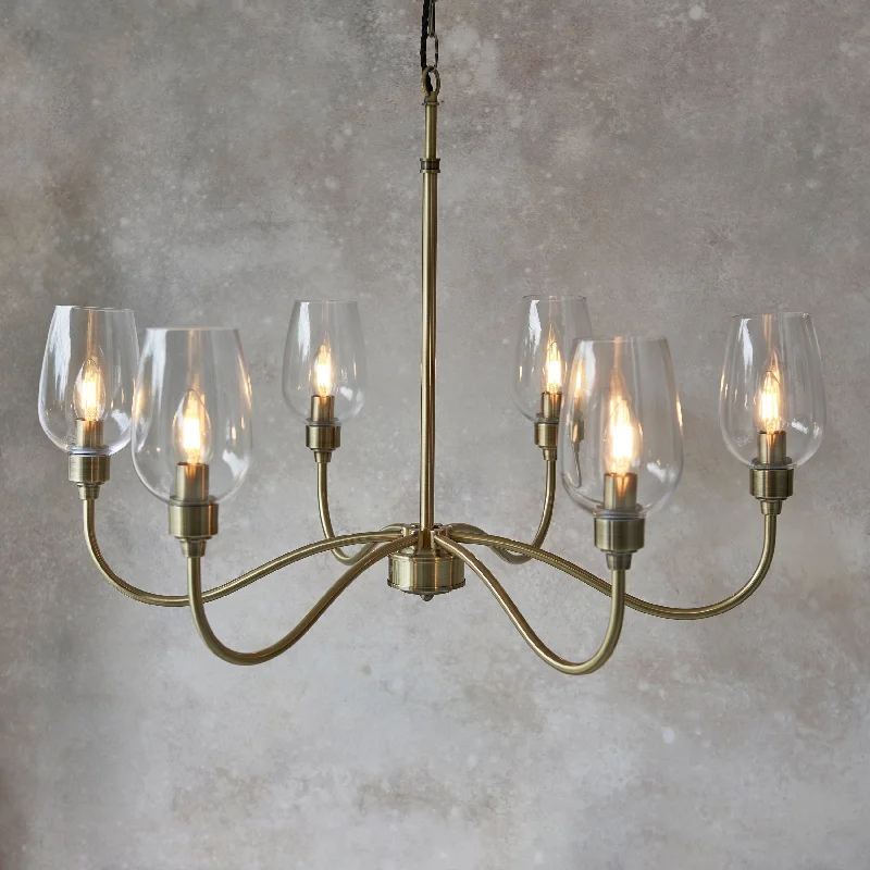 Chandeliers with Pendant Lights for a Stylish LookAmos Turret 6 Arm Chandelier Antique Brass Chandeliers with Pendant Lights for a Stylish LookAmos Turret 6 Arm Chandelier Antique Brass