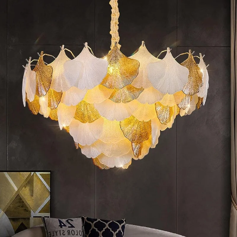 Art Deco Chandeliers for a Retro - Glam LookANKUR GILDEDGLOW FRENCH FLOWER CRYSTAL ART GLASS ROUND CHANDELIER