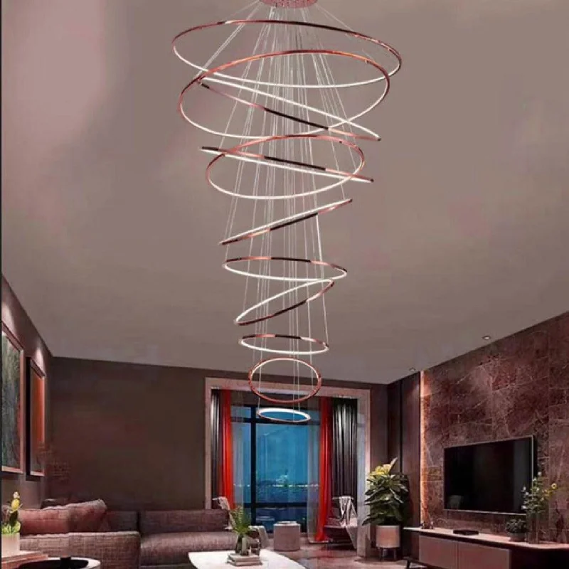 Industrial Iron Chandeliers for Loft - Inspired SpacesANKUR INTERSTELLER MODERN DOUBLE HEIGHT LED RINGS CHANDELIER Industrial Iron Chandeliers for Loft - Inspired SpacesANKUR INTERSTELLER MODERN DOUBLE HEIGHT LED RINGS CHANDELIER