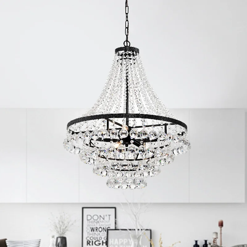 Art Deco Chandeliers for a Retro - Glam LookAntique Black Finish 7-Light Empire Four Tier Chandelier with Crystals Hanging Art Deco Chandeliers for a Retro - Glam LookAntique Black Finish 7-Light Empire Four Tier Chandelier with Crystals Hanging