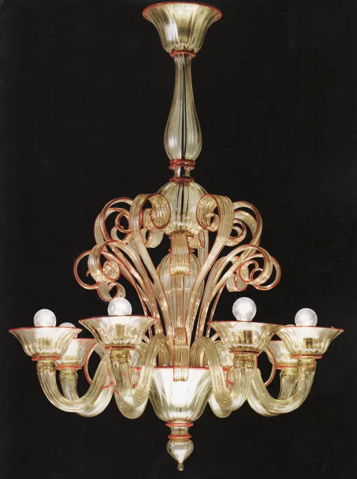 Chandeliers with Pendant Lights for a Stylish LookCoral & Gold Albrici Murano Glass Chandelier From Venini