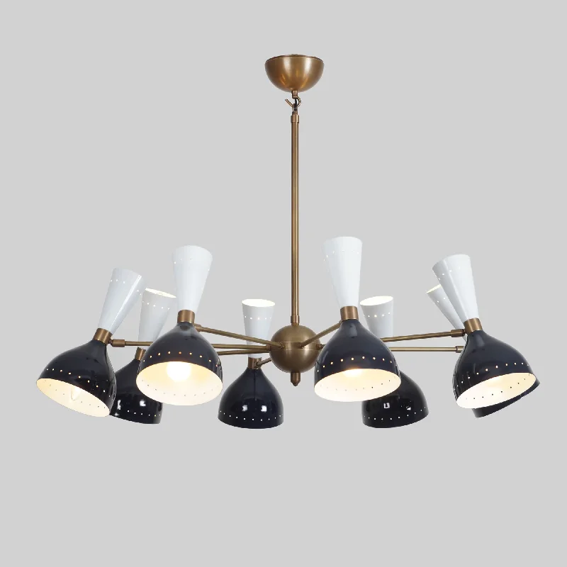 Chandeliers with Metal Frames in Bronze FinishDiabola 8 Shade Light Stilnovo Brass Chandelier Fixture Chandeliers with Metal Frames in Bronze FinishDiabola 8 Shade Light Stilnovo Brass Chandelier Fixture