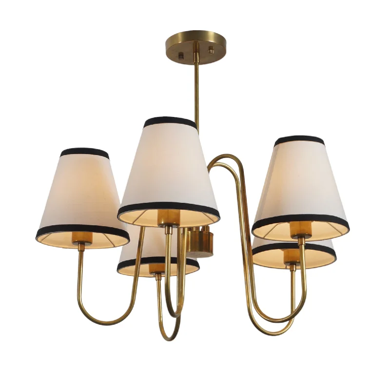 Chandeliers with Sputnik - Style Design for a Futuristic VibeFive Linen Shade Light Brass Chandelier Fixture Chandeliers with Sputnik - Style Design for a Futuristic VibeFive Linen Shade Light Brass Chandelier Fixture