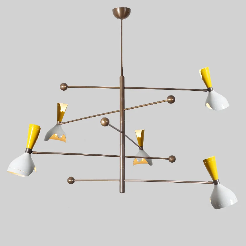 LED Chandeliers for Energy - Efficient LightingFive Shade Light Stilnovo Brass Chandelier Fixture