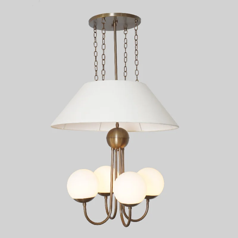 Chandeliers with Metal Frames in Bronze FinishFour Globe Linen Shade Light Brass Pendant Light Fixture Chandeliers with Metal Frames in Bronze FinishFour Globe Linen Shade Light Brass Pendant Light Fixture
