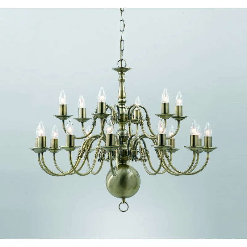 Chandeliers with Metal Frames in Silver FinishImpex BF00350/12+6/AB Flemish Chandelier Antique Brass Chandeliers with Metal Frames in Silver FinishImpex BF00350/12+6/AB Flemish Chandelier Antique Brass