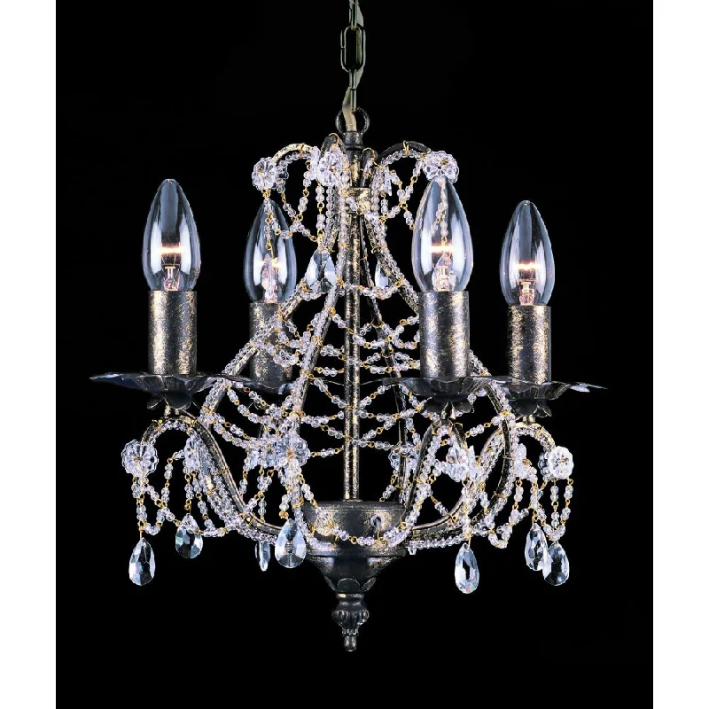 French Country Chandeliers with a Romantic AuraImpex CF04716/04/ABR Montpellier Beaded Antique Bronze