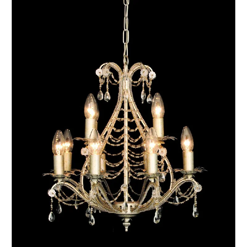Bohemian - Style Beaded Chandeliers for Eclectic DecorImpex CF04716/12/AS Montpellier Beaded Antique Silver
