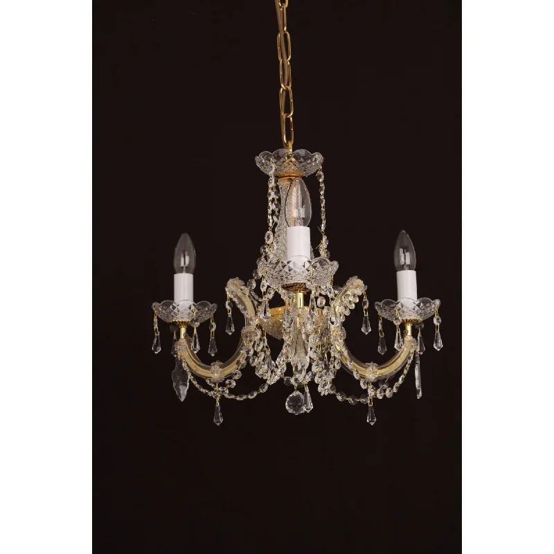 Chandeliers with Candle - Style Bulbs for a Classic AestheticImpex CP00150/03/G Marie Theresa 3 Light Chandelier Glass Arm Gold