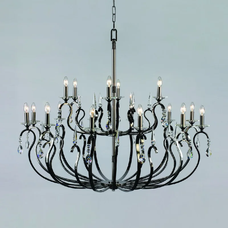 Chandeliers with Frosted Glass for a Softer Light DiffusionImpex CPA13984/6+12/GM Rhinestone Gun Metal Pendant