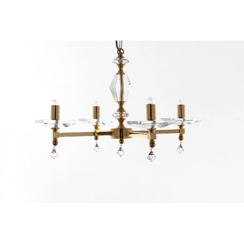 Rustic Wood Chandeliers for Country - Style HousesImpex STH04054/04/G Capri 4 Arm Chandelier Optic Glass Pans Gold