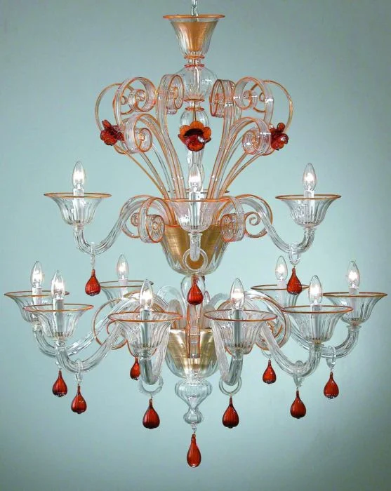 Industrial Iron Chandeliers for Loft - Inspired SpacesLarge Topaz And Clear Glass Murano Flower Chandelier