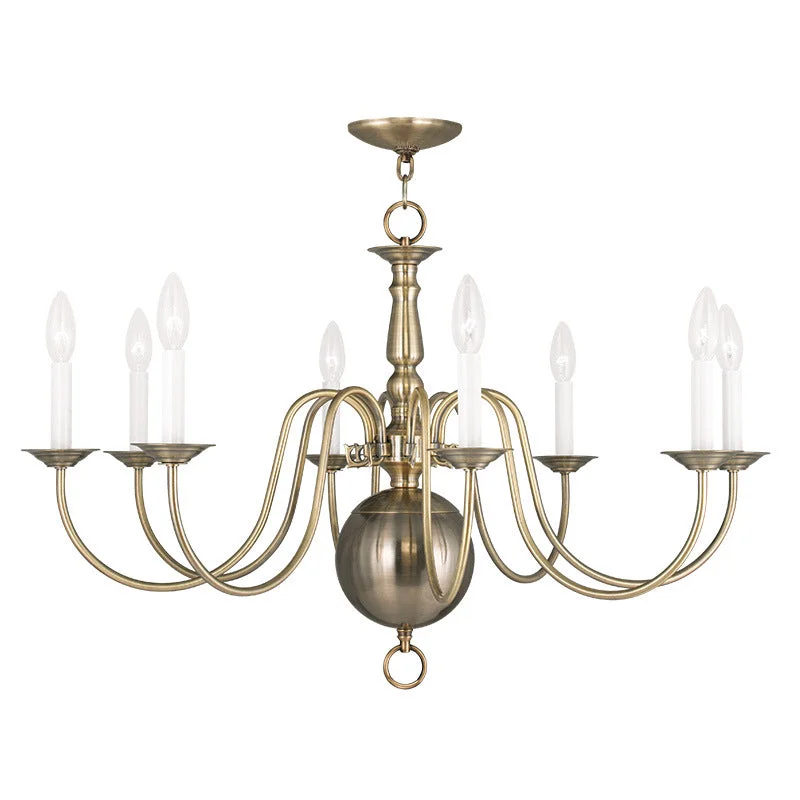 Ceiling - Mounted Chandeliers for Standard CeilingsLivex Williamsburgh 5007-01 Chandelier Light - Antique Brass Ceiling - Mounted Chandeliers for Standard CeilingsLivex Williamsburgh 5007-01 Chandelier Light - Antique Brass
