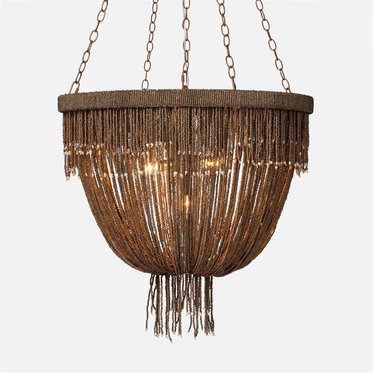 Chandeliers with Metal Frames in Silver FinishMade Goods Carmen Draped Coco Beads 5-Light Chandelier