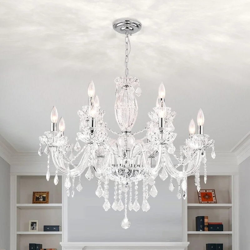 Chandeliers with Murano Glass for a High - End Artistic TouchMaxax 12 - Light Candle Style Traditional Chandelier with Crystal Accents - MX17020-12-P