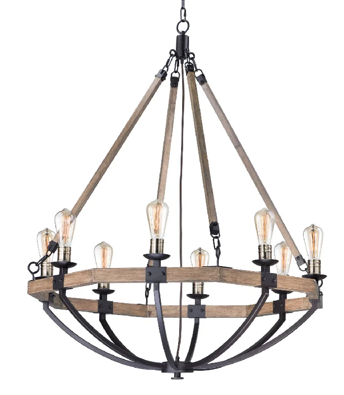Chandeliers with Murano Glass for a High - End Artistic TouchMaxim Lodge 20338WOBZ Chandelier Light - Weathered Oak / Bronze