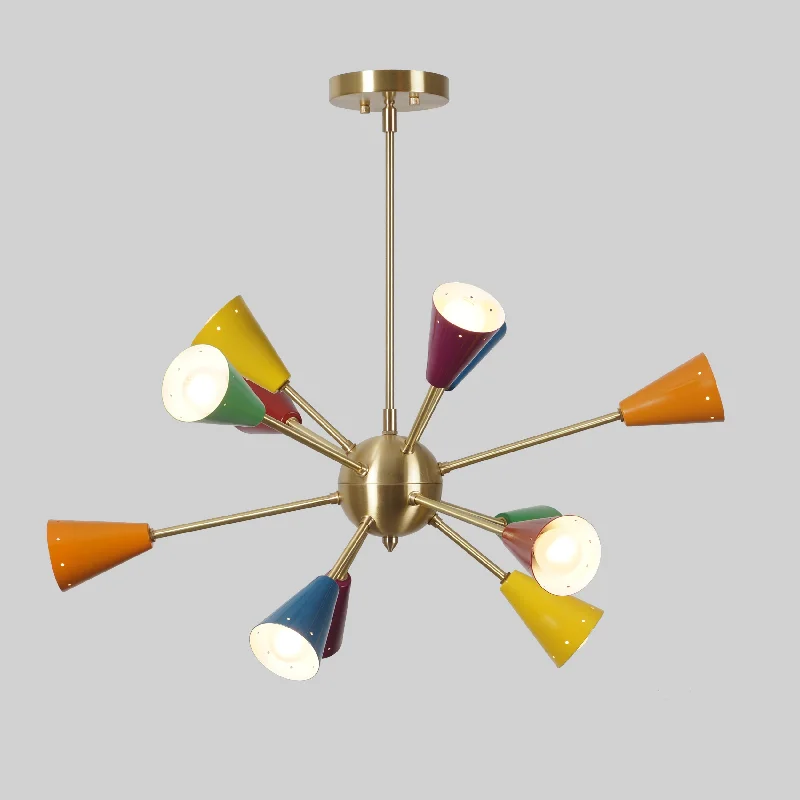 Small Chandeliers for Compact RoomsMulti Color Twelve Light Sputnik Chandelier