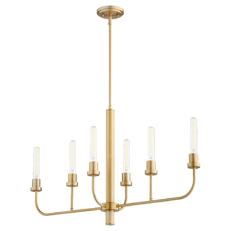Modern Crystal Chandeliers for Contemporary HomesQuorum Sheridan 622-6-80 Pendant Light - Aged Brass