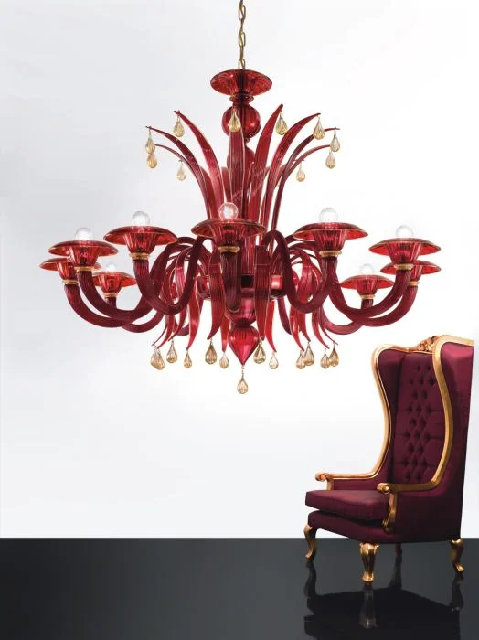 Bohemian - Style Beaded Chandeliers for Eclectic DecorRed 12 Light Chandelier