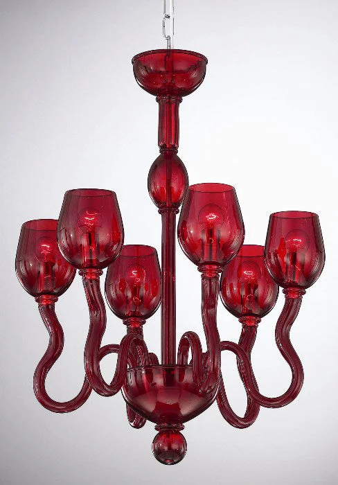 Bohemian - Style Beaded Chandeliers for Eclectic DecorRed Murano Glass Chandelier With Shades