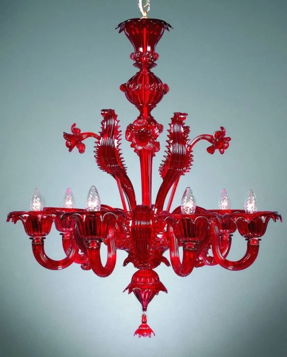 Oversized Chandeliers as a Statement Piece in Living RoomsRed Murano Glass Chandelier