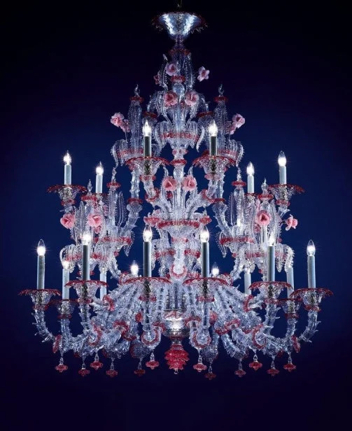 Ceiling - Mounted Chandeliers for Standard CeilingsTransparent And Red Glass Rezzonico Chandelier